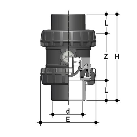 SSEJV/PTFE - Easyfit True Union ball and spring check valve DN 65:100