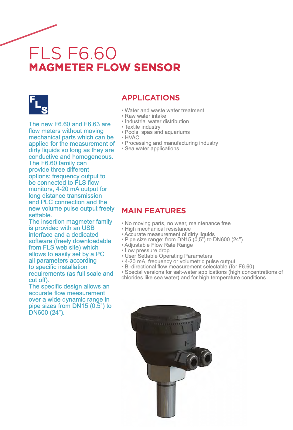 F6.60 Magmeter Flow Sensor