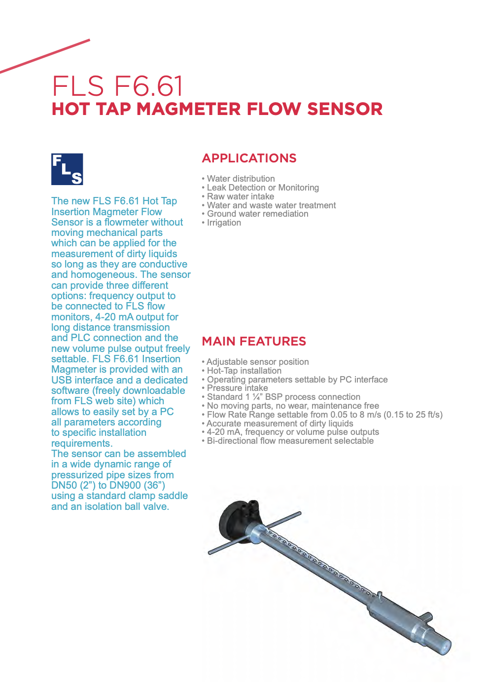 F6.61 Hot Tap Magnete Flow Sensor