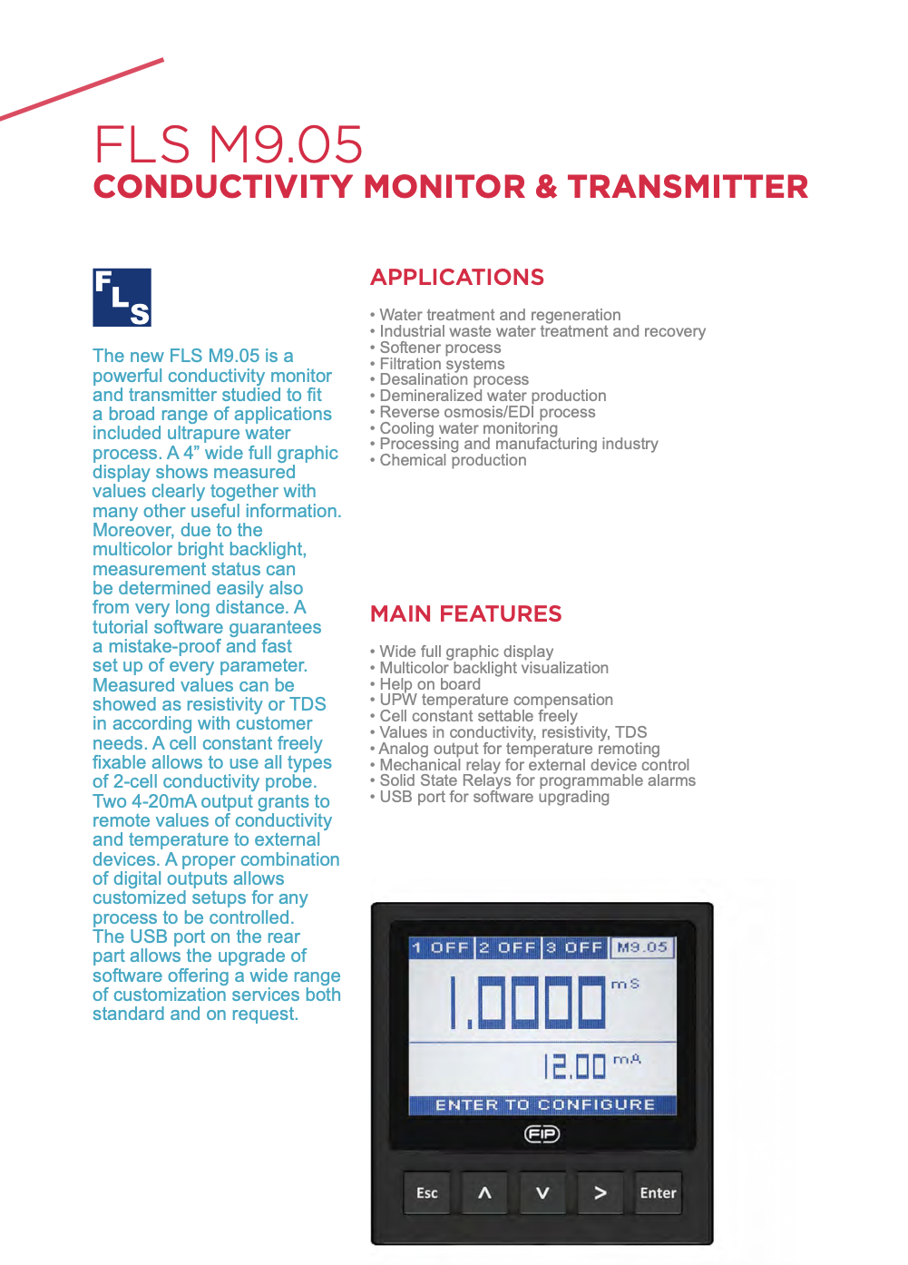 M9.05 Conductivity Monitor and Transmitter