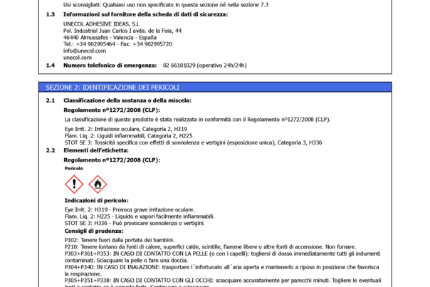 Scheda sicurezza : PVC 7000 - Colla per PVC