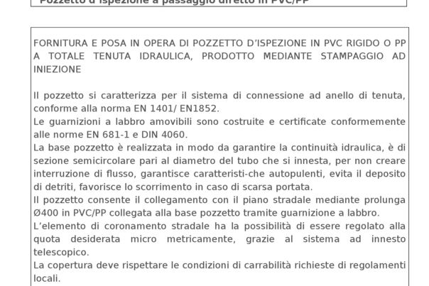 Pozzetti Fognatura EN 13598-1